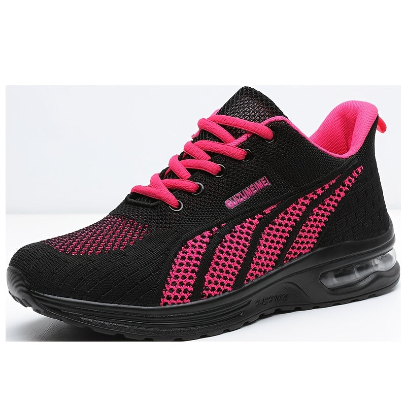 Lightweight Breathable Air Cushion knitted Running Shoes, Women's Footwear