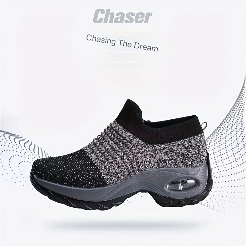 Womens Lightweight Air Cushion Sole Sneakers - Breathable Mesh Running Shoes with Stylish Low Top Design - Ideal for Comfort and Style