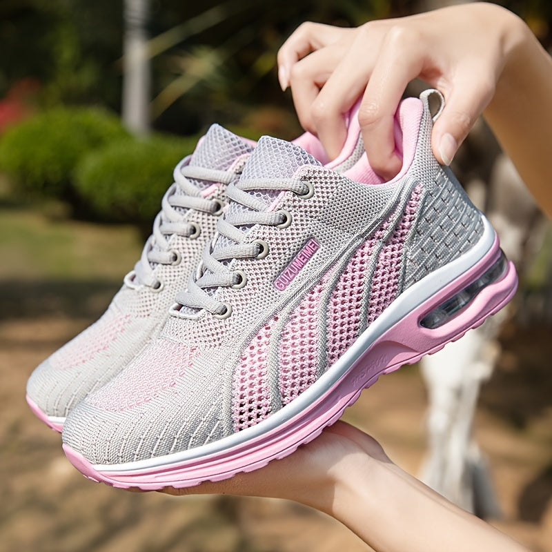 Lightweight Breathable Air Cushion knitted Running Shoes, Women's Footwear