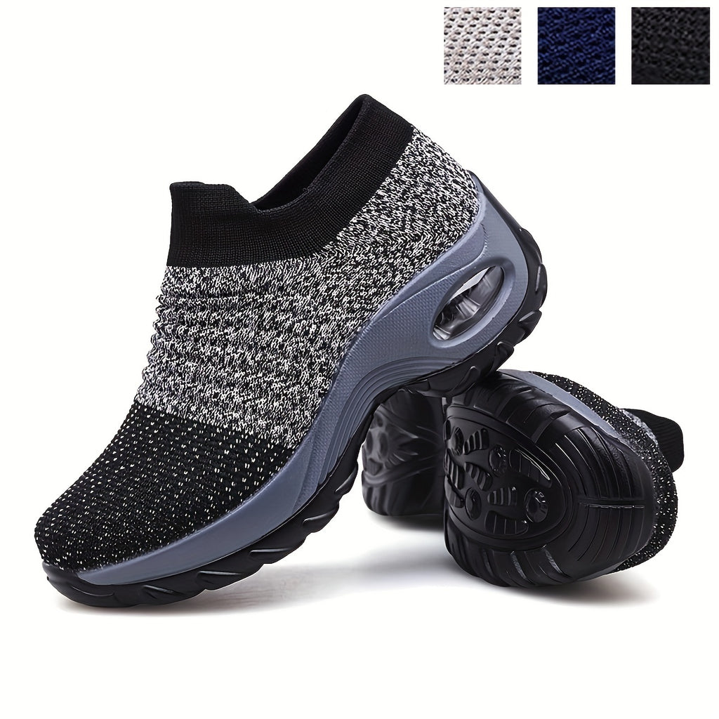 Womens Lightweight Air Cushion Sole Sneakers - Breathable Mesh Running Shoes with Stylish Low Top Design - Ideal for Comfort and Style