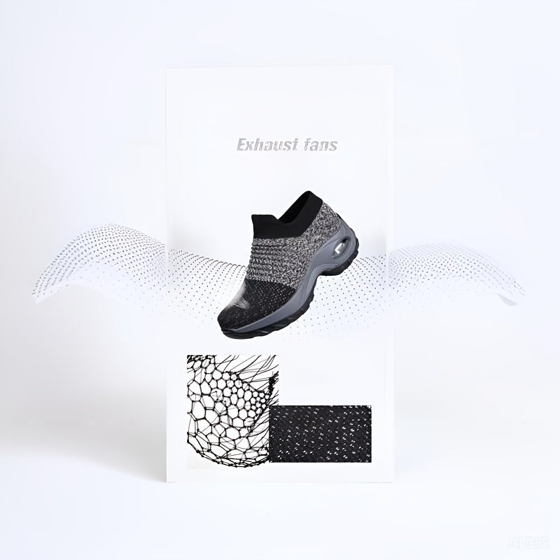 Womens Lightweight Air Cushion Sole Sneakers - Breathable Mesh Running Shoes with Stylish Low Top Design - Ideal for Comfort and Style