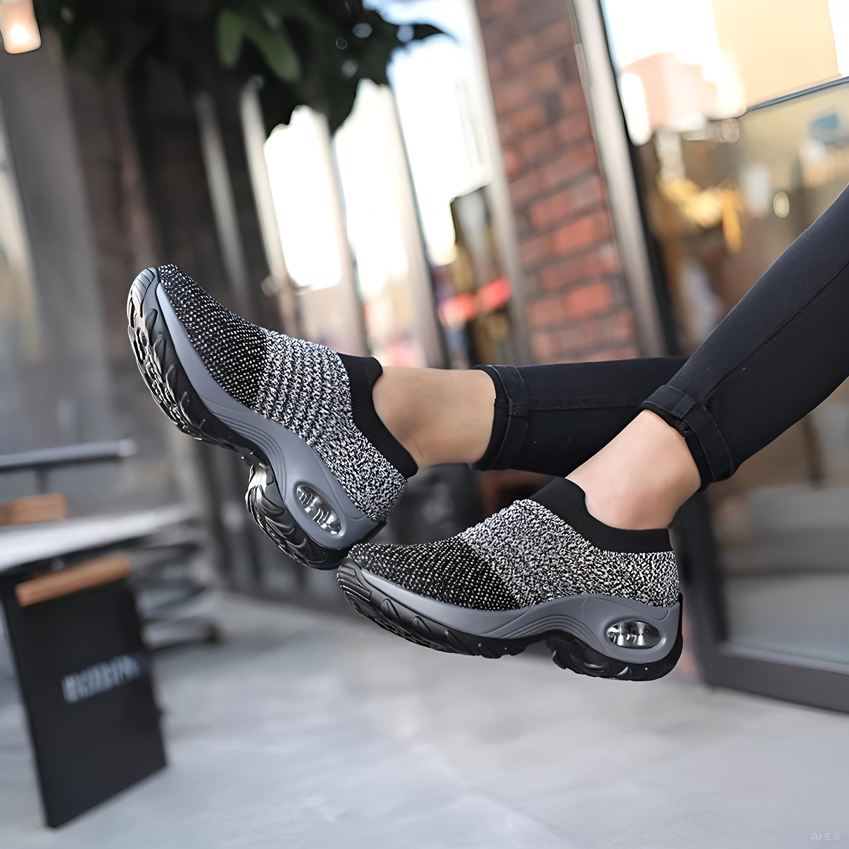 Womens Lightweight Air Cushion Sole Sneakers - Breathable Mesh Running Shoes with Stylish Low Top Design - Ideal for Comfort and Style