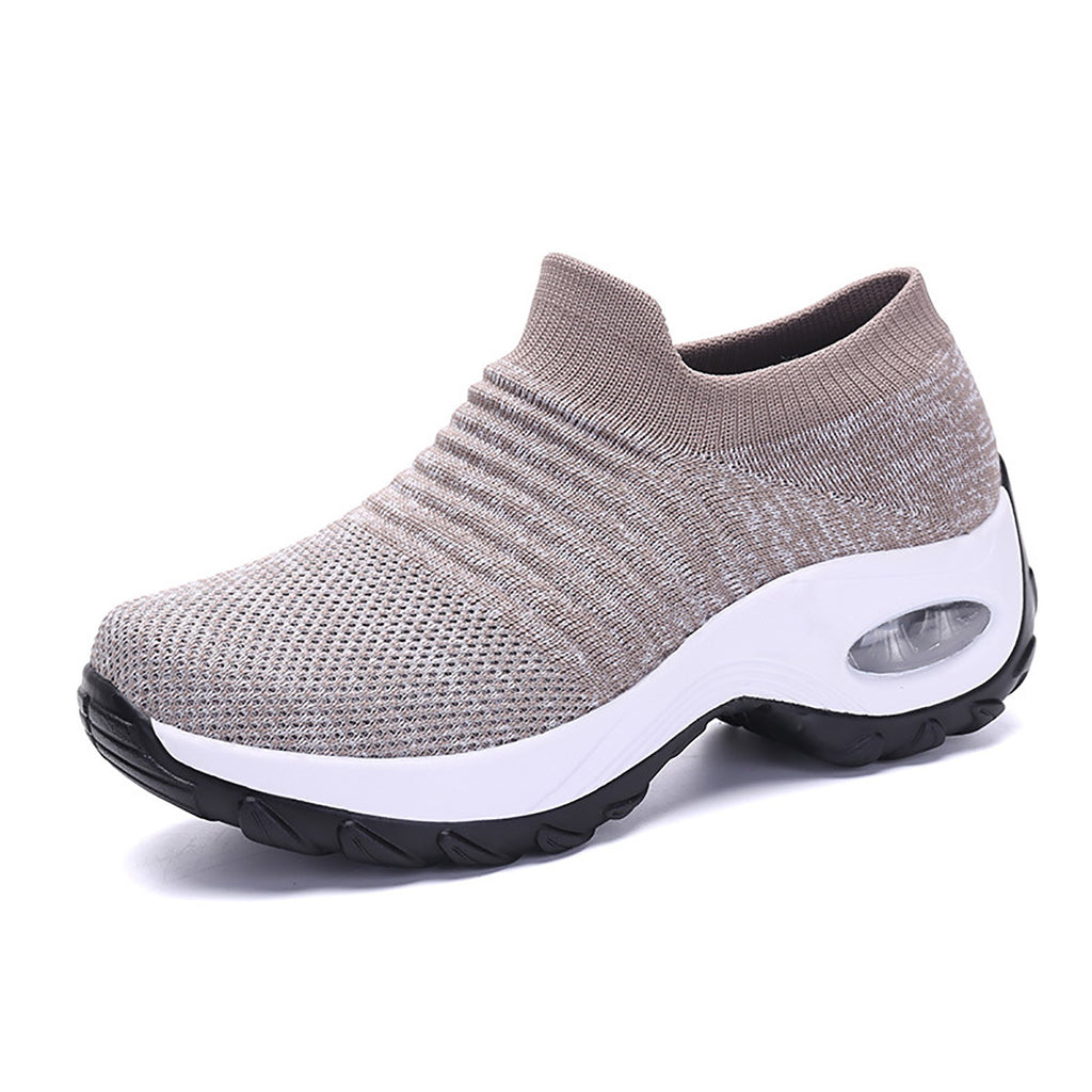 Womens Lightweight Air Cushion Sole Sneakers - Breathable Mesh Running Shoes with Stylish Low Top Design - Ideal for Comfort and Style