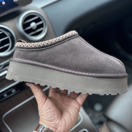 Platform Furry Womens Slides Slip-on Genuine Suede Womens Shoes