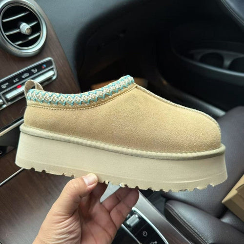 Platform Furry Womens Slides Slip-on Genuine Suede Womens Shoes