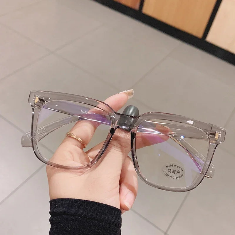 Transparent Computer Glasses Frame Women Men Anti Blue Light Round Glasses Blackout Glasses Optical Glasses Lenses
