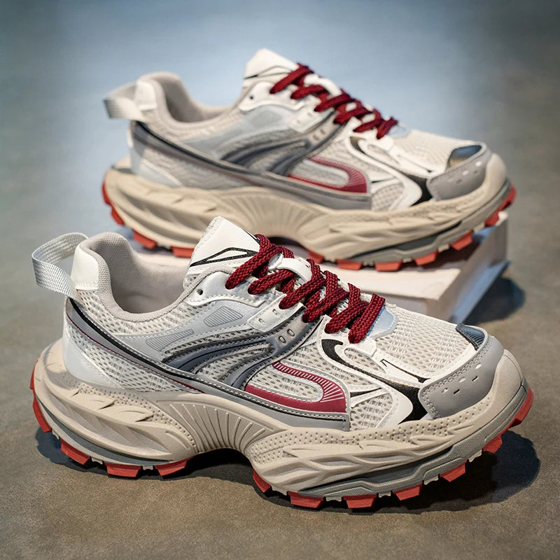 Sports and leisure shoes, men's shoes, marathon oversized air cushioned shoes, fly woven all season rubber, wear-resistant, anti