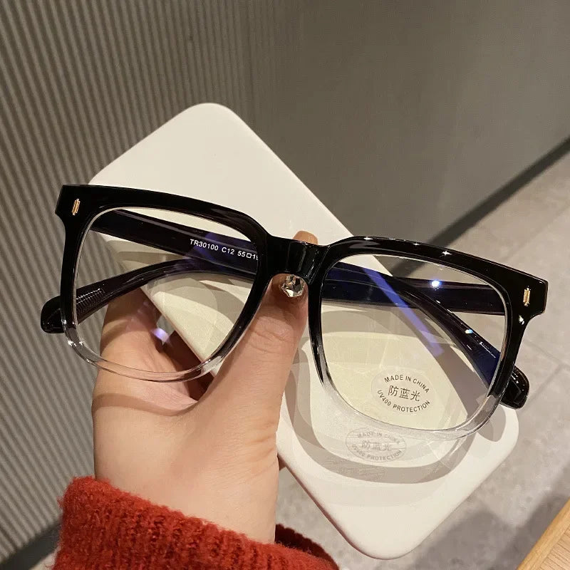 Transparent Computer Glasses Frame Women Men Anti Blue Light Round Glasses Blackout Glasses Optical Glasses Lenses