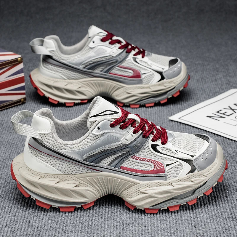 Sports and leisure shoes, men's shoes, marathon oversized air cushioned shoes, fly woven all season rubber, wear-resistant, anti