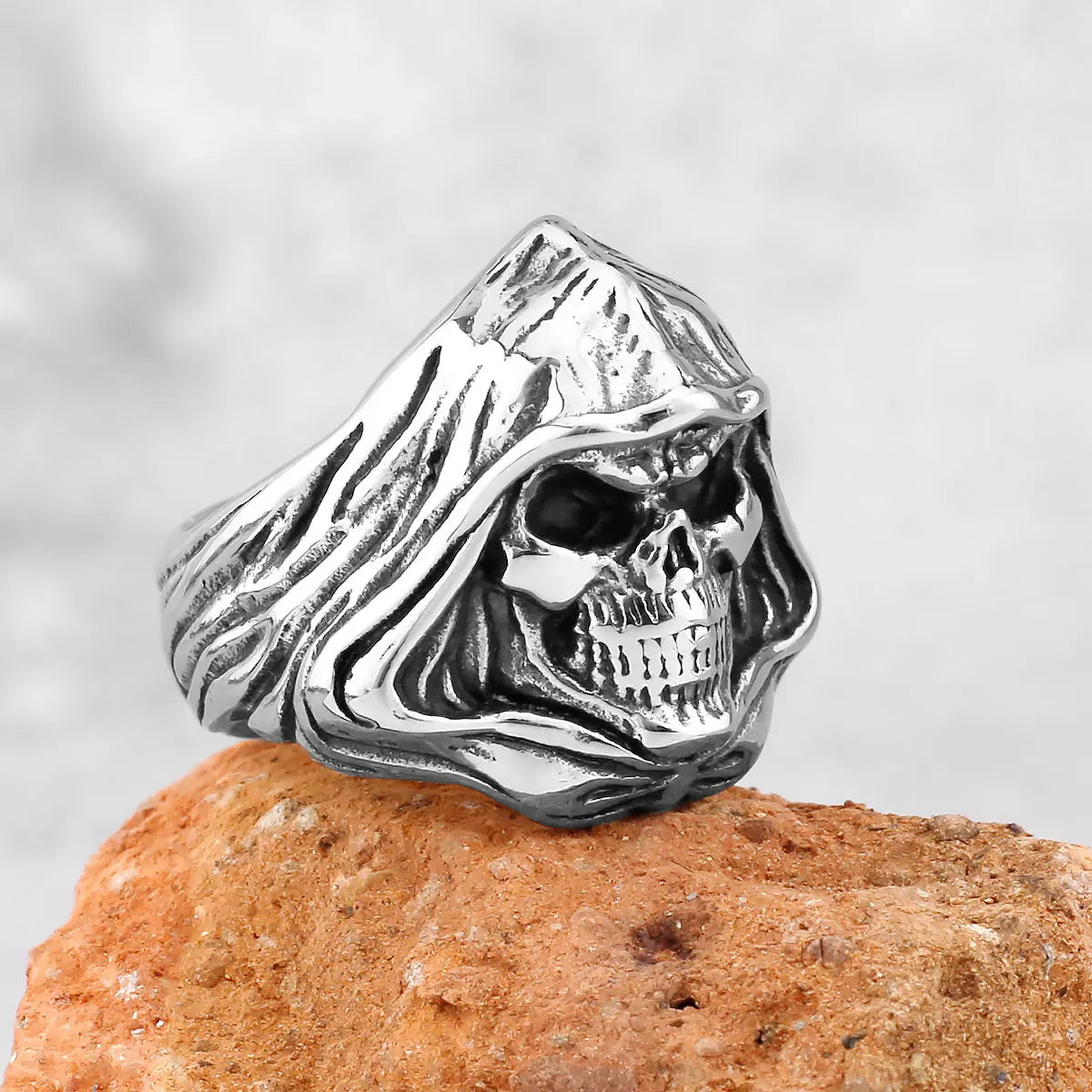 Fashion Reaper Ghost Skull Ring Stainless Steel Men's Rock Creative Biker Ring Vintage Punk Jewelry Gift Accessories Wholesale