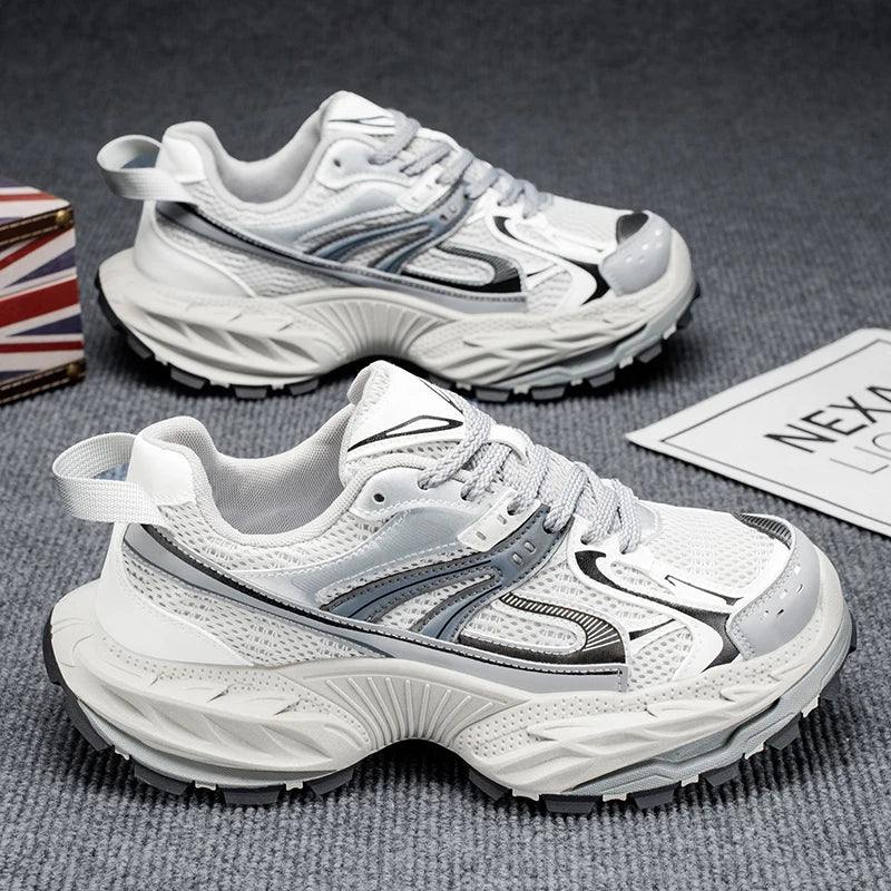 Sports and leisure shoes, men's shoes, marathon oversized air cushioned shoes, fly woven all season rubber, wear-resistant, anti