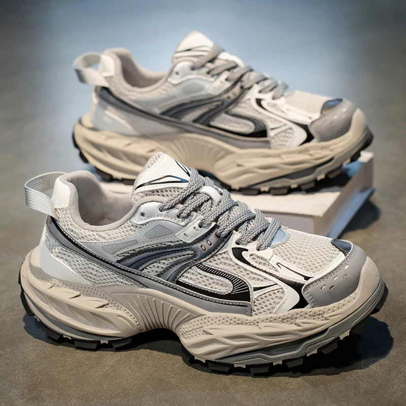 Sports and leisure shoes, men's shoes, marathon oversized air cushioned shoes, fly woven all season rubber, wear-resistant, anti