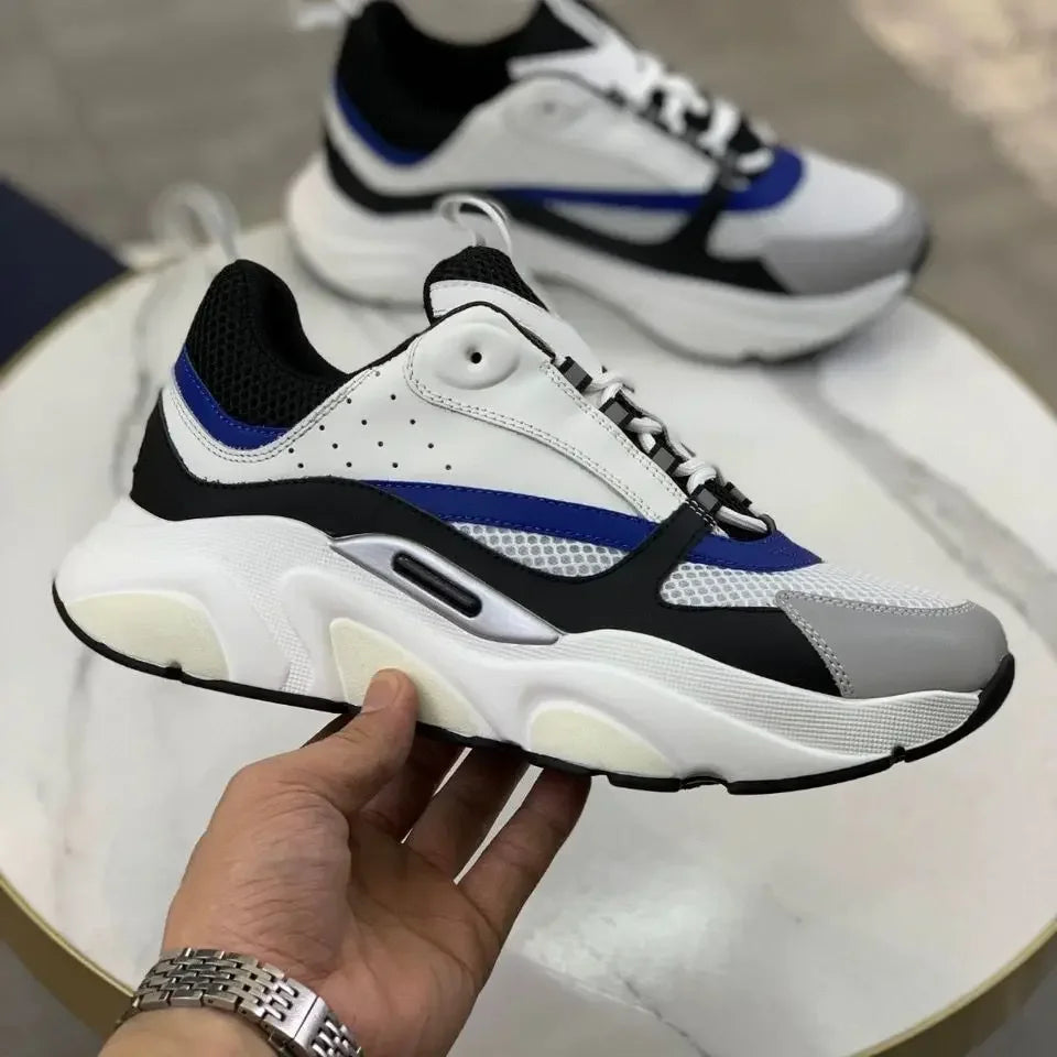 2025 New Genuine Leather Mesh Breathable Outdoor Dad Shoes, Thick-Sole Heightening Sports Casual Shoes