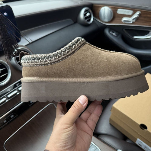 Platform Furry Womens Slides Slip-on Genuine Suede Womens Shoes