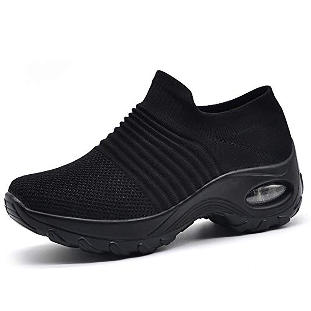 Womens Lightweight Air Cushion Sole Sneakers - Breathable Mesh Running Shoes with Stylish Low Top Design - Ideal for Comfort and Style