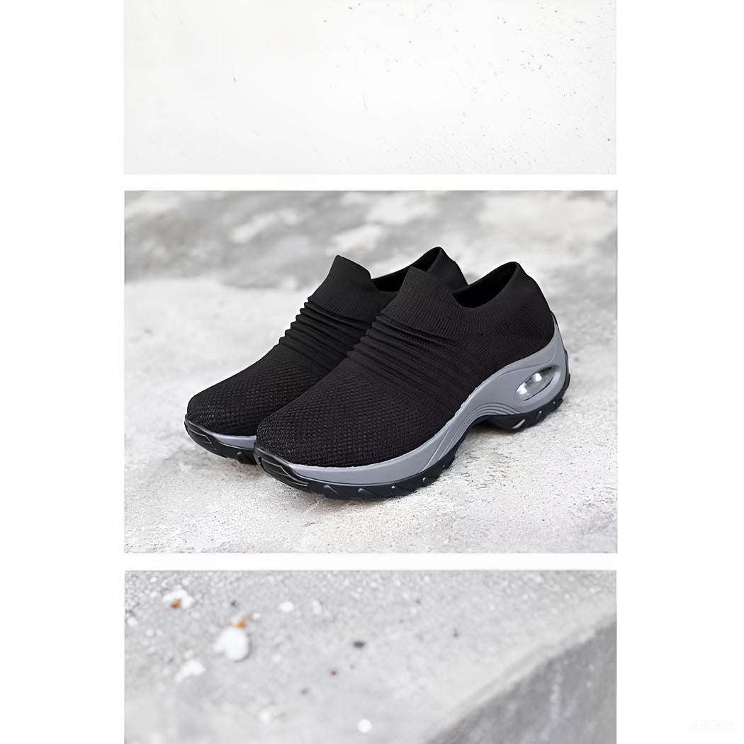 Womens Lightweight Air Cushion Sole Sneakers - Breathable Mesh Running Shoes with Stylish Low Top Design - Ideal for Comfort and Style