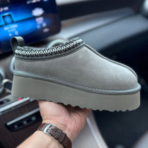 Platform Furry Womens Slides Slip-on Genuine Suede Womens Shoes